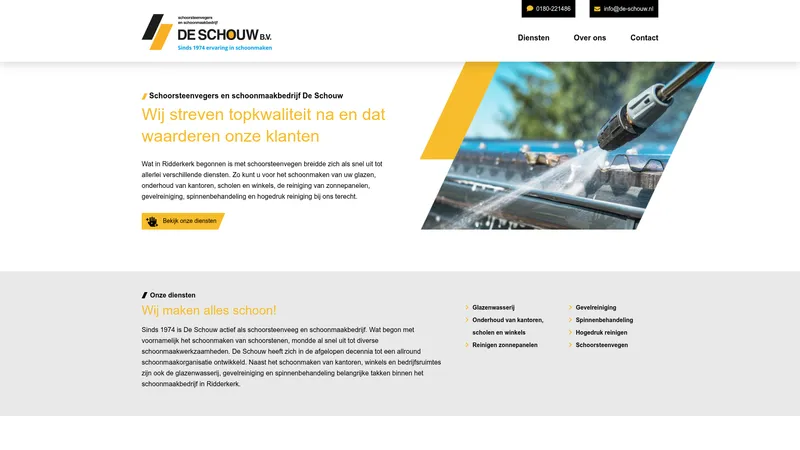 Website van Schoonmaak- en Schoorsteenvegersbedrijf "De Schouw" B.V.