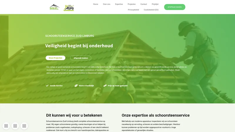 Website van Schoorsteen Service Zuid Limburg