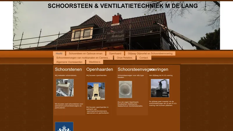 Website van Schoorsteen & Ventilatietechniek m de Lang
