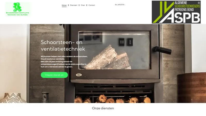 Website van Schoorsteen-ventilatietechniek van Alphen