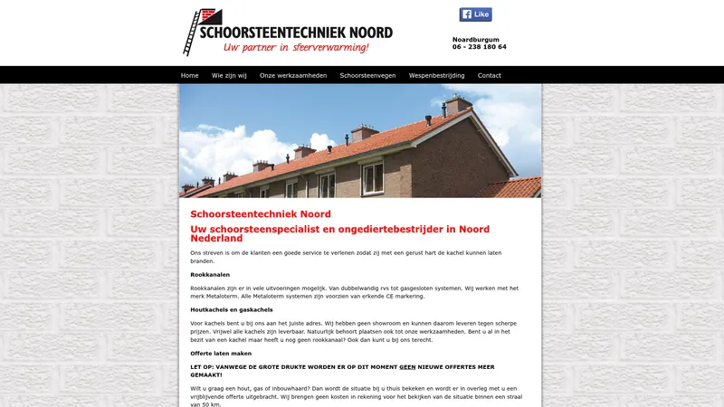 Website van Schoorsteentechniek Noord