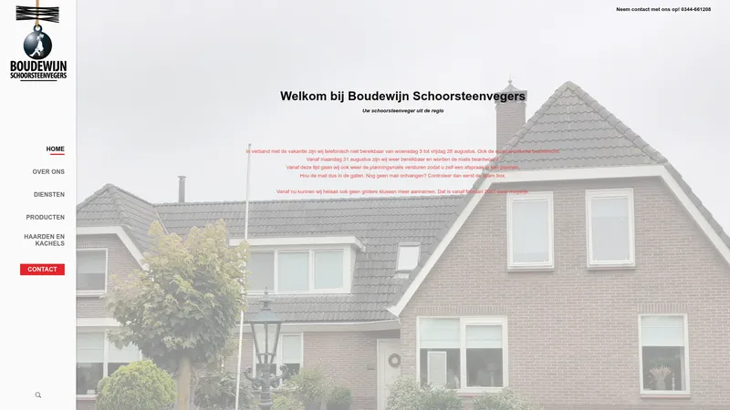 Website van Schoorsteenveegbedrijf Boudewijn