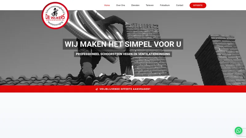 Website van Schoorsteenveegbedrijf De Wijkers