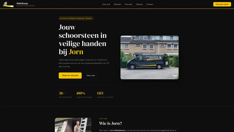 Website van Schoorsteenveegbedrijf Gait Middelkamp V.O.F.