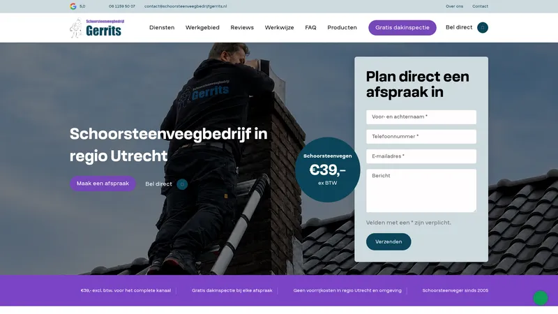 Website van Schoorsteenveegbedrijf Gerrits