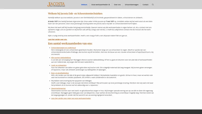 Website van Schoorsteenveegbedrijf Jacosta