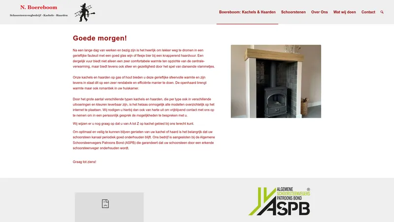 Website van Schoorsteenveegbedrijf N. Boereboom V.O.F.