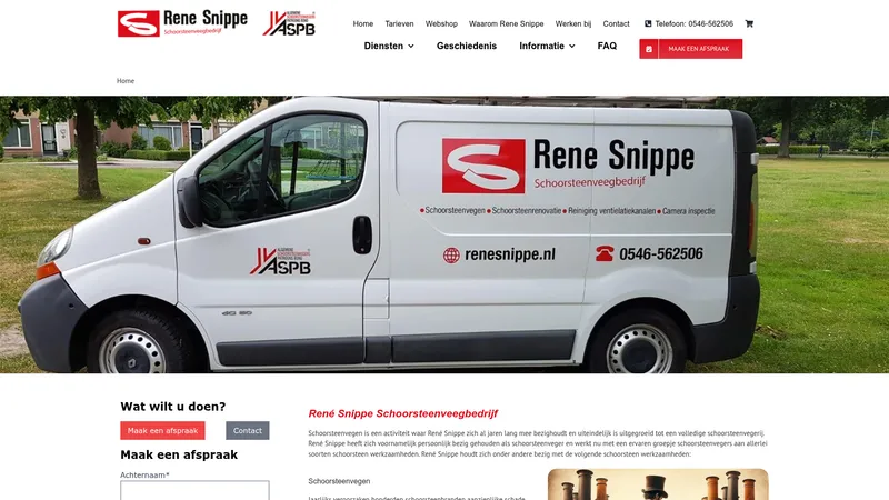 Website van Schoorsteenveegbedrijf René Snippe