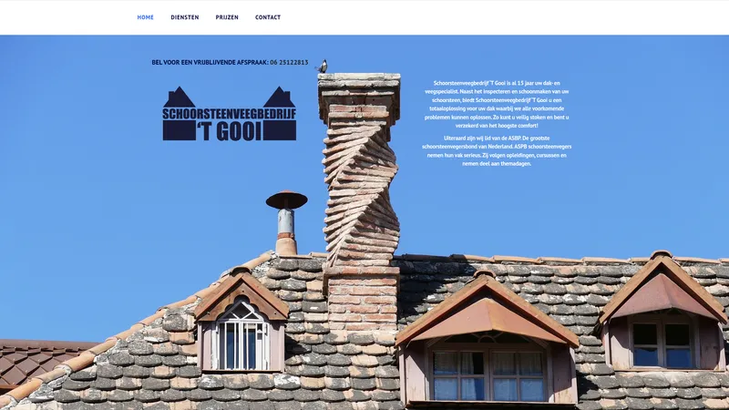 Website van Schoorsteenveegbedrijf 's-Hertogenbosch 't Gooi