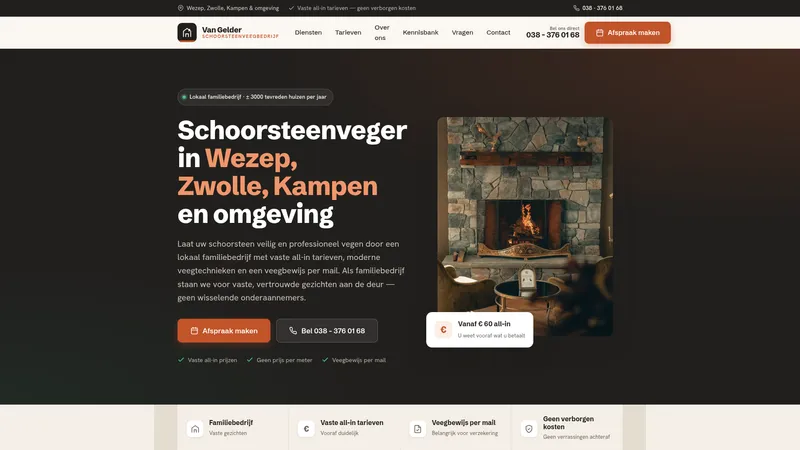 Website van Schoorsteenveegbedrijf Van Gelder