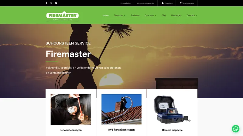 Website van Schoorsteenveger Firemaster