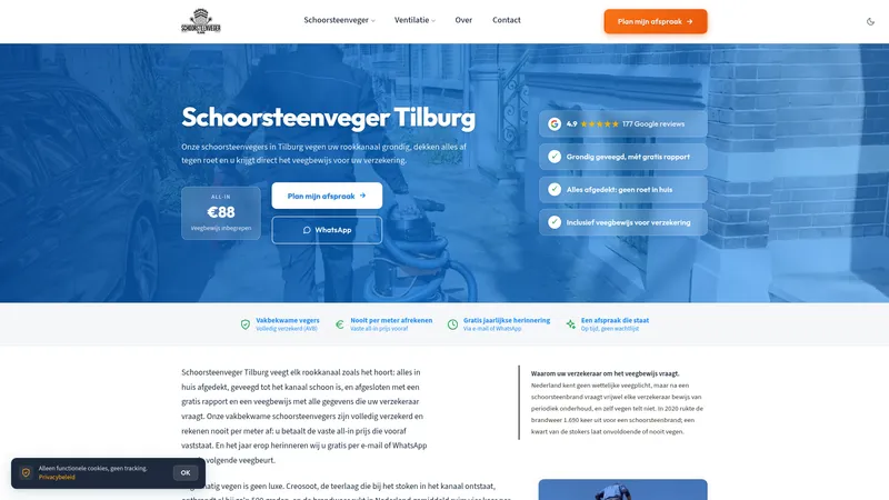 Website van Schoorsteenveger Tilburg