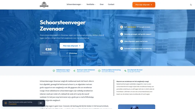Website van Schoorsteenveger Zevenaar