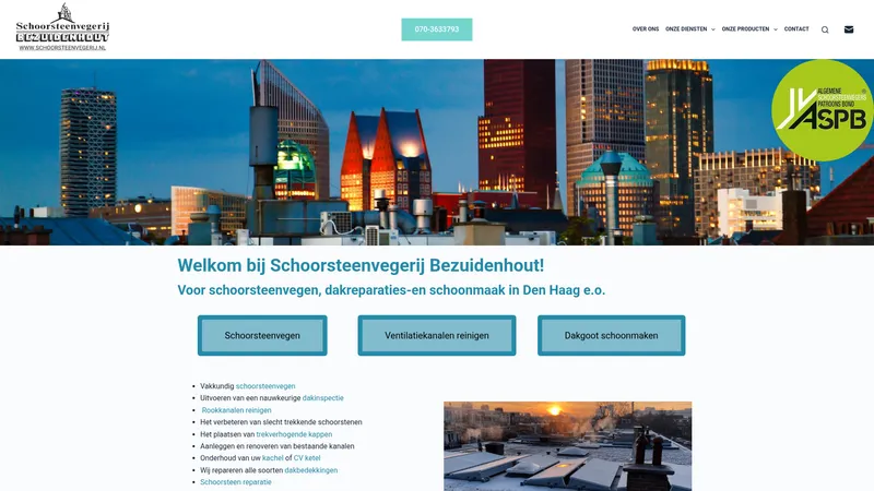 Website van Schoorsteenvegerij Bezuidenhout