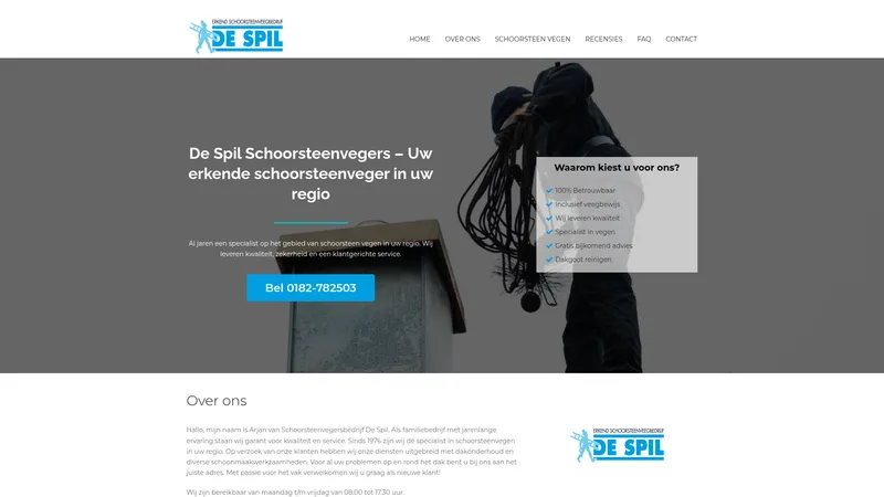 Website van Schoorsteenvegers De Spil