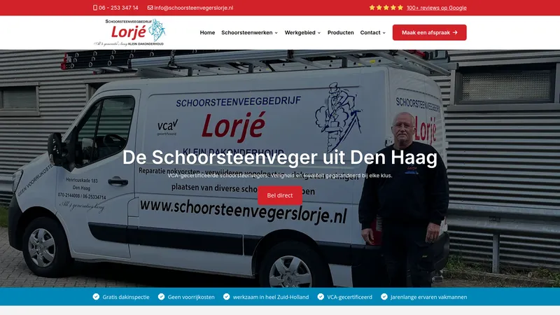Website van Schoorsteenvegers Lorjé