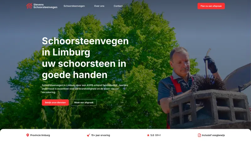 Website van Stevens Schoorsteenvegen
