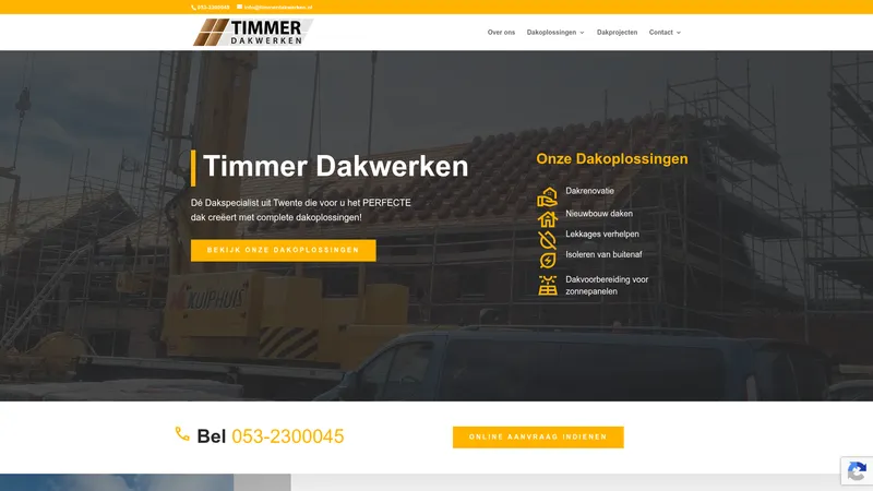 Website van Timmer Dakwerken