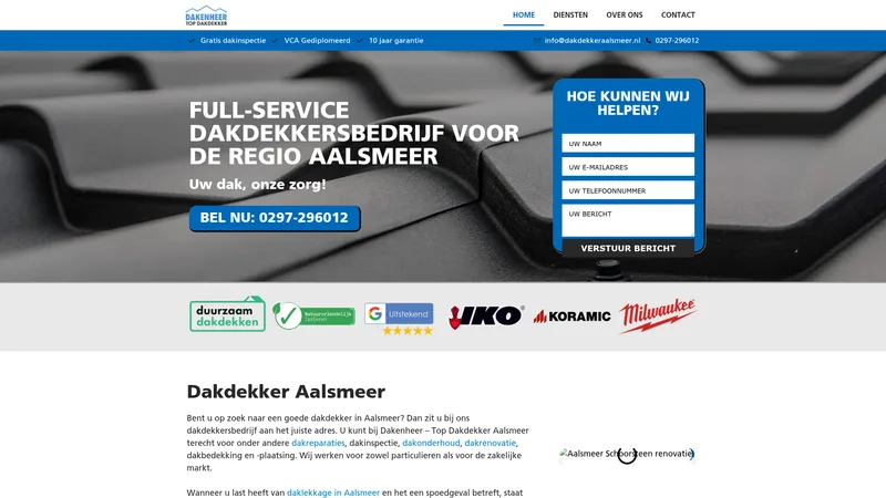 Website van Top Dakdekker Aalsmeer
