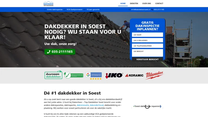 Website van Top Dakdekker Soest