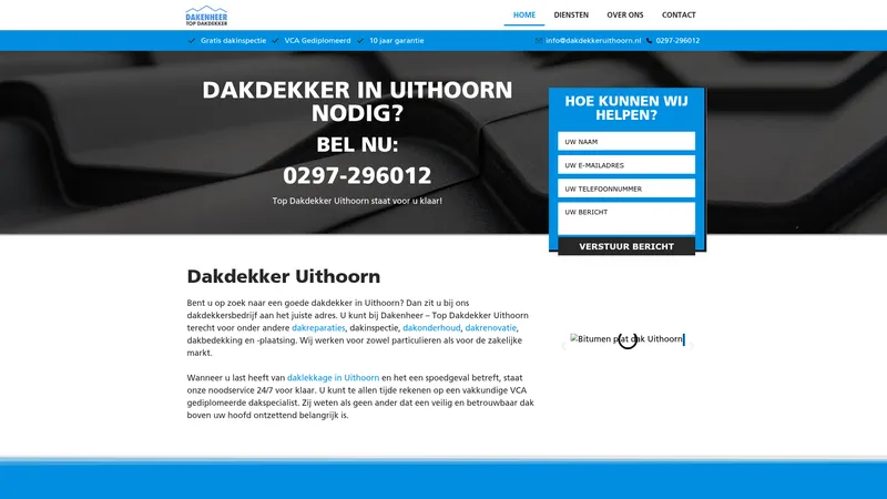 Website van Top Dakdekker Uithoorn