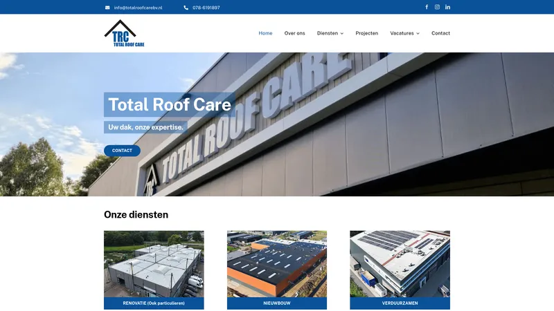 Website van Total Roof Care