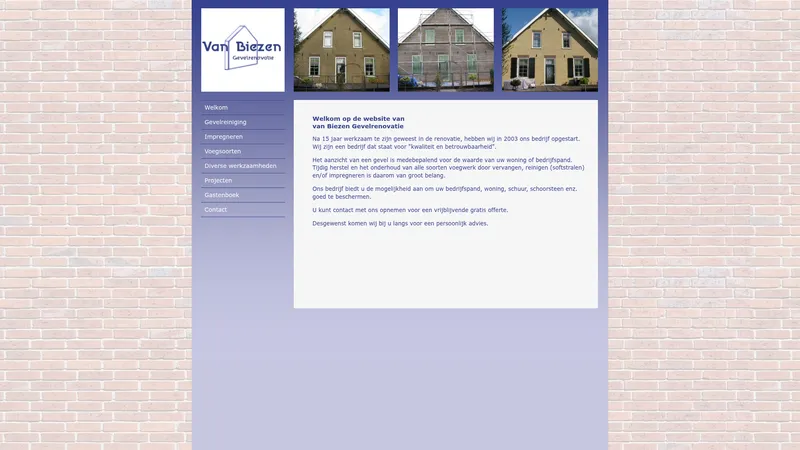Website van van Biezen Gevelrenovatie
