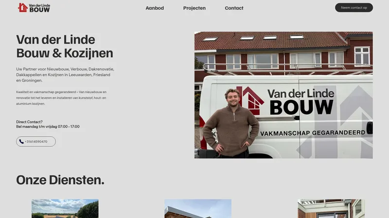 Website van Van der Linde Bouw