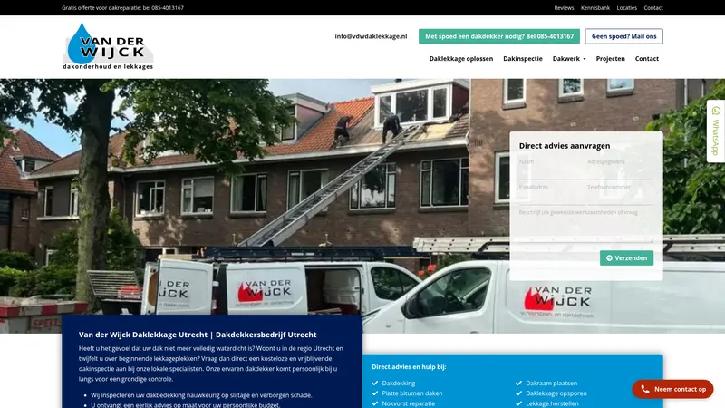 Website van Van der Wijck Dakonderhoud en Lekkages
