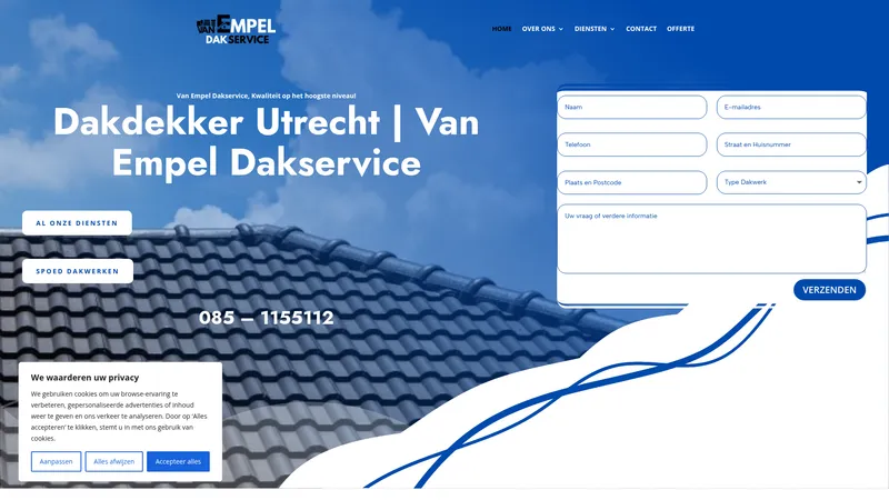 Website van Van Empel Dakservice