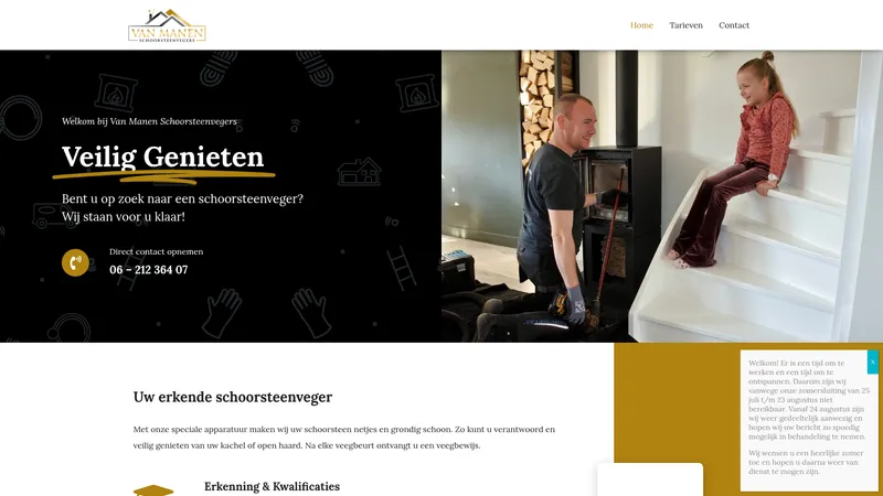 Website van Van Manen Schoorsteenvegers