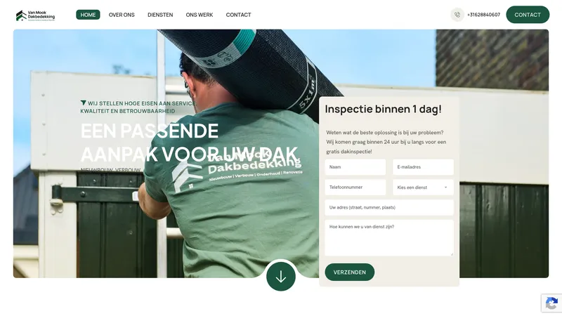 Website van Van Mook Dakbedekking