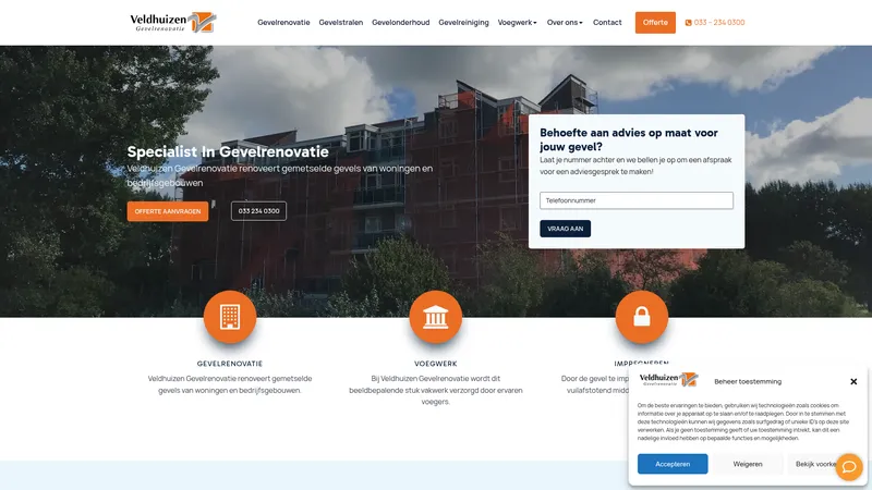 Website van Veldhuizen Gevelrenovatie