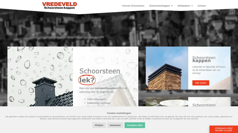 Website van Vredeveld schoorsteen kappen