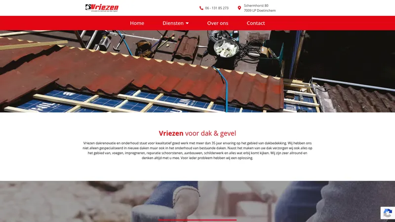 Website van Vriezen Dakwerken Renovatie & Onderhoud voor Dak & Gevel