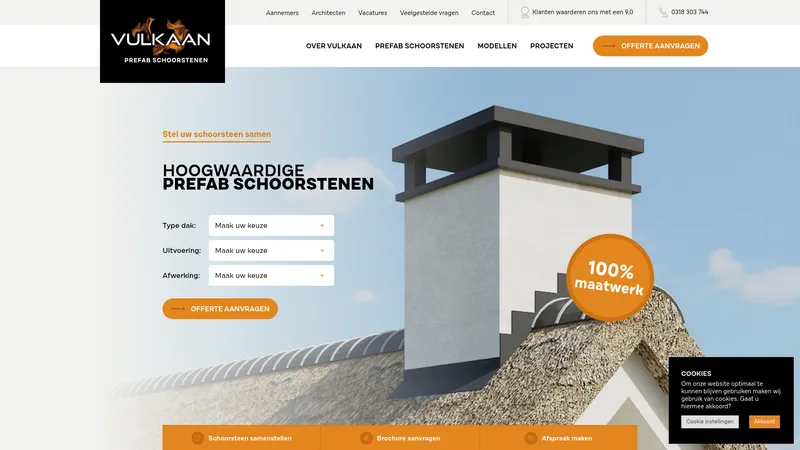 Website van Vulkaan Prefab schoorstenen