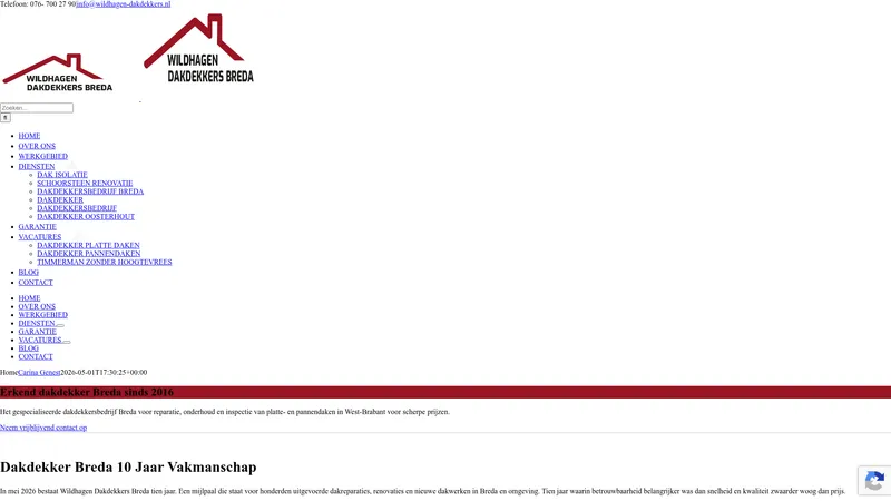 Website van Wildhagen Dakdekkers