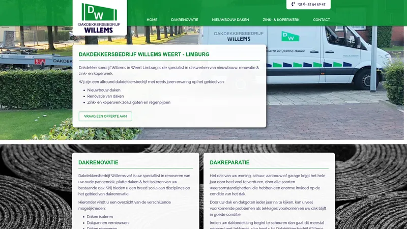 Website van Willems Dakdekker Limburg