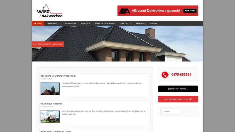 Website van Wiro dakwerken
